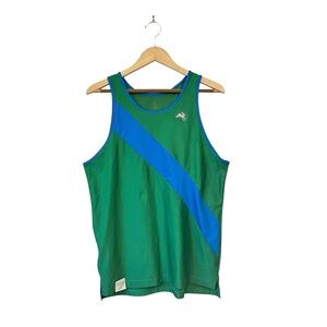 TRACKSMITH Van Cortlandt Singlet Tank Top Green Mesh Running Performance